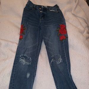 PacSun embroidered boyfriend/mom jeans